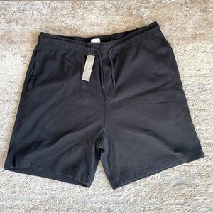 J. Crew NWT 100% Cotton Jersey Shorts Drawstring Waist Long Inseam Solid Black